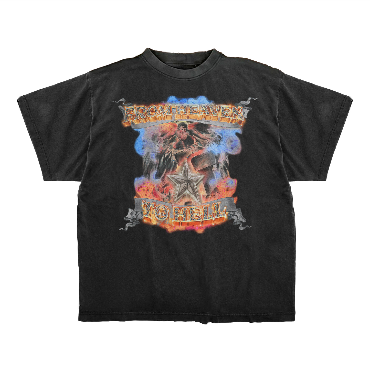 FROM HEAVEN TO HELL WASHED CROPED TEE