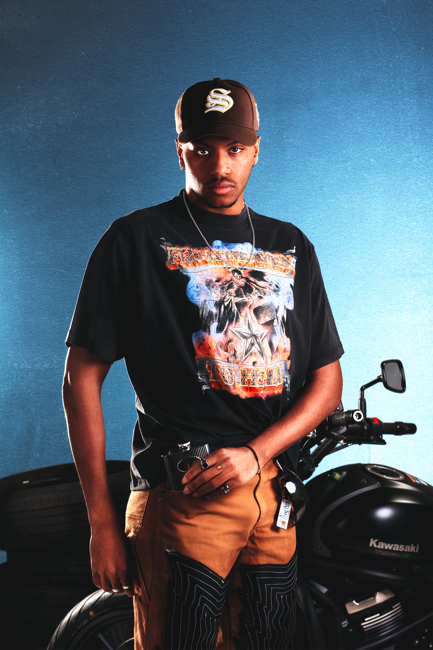 FROM HEAVEN TO HELL WASHED CROPED TEE