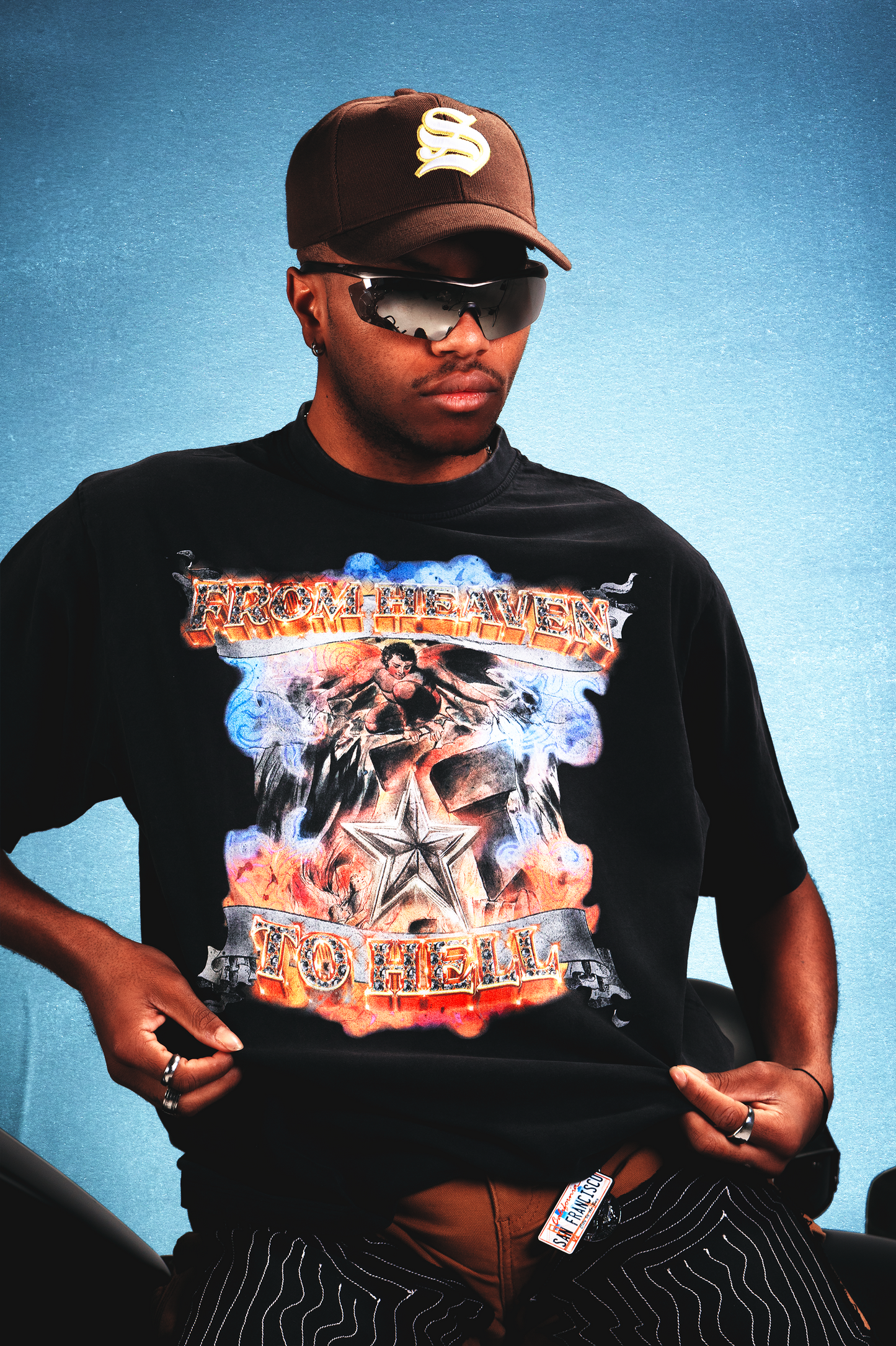 FROM HEAVEN TO HELL WASHED CROPED TEE
